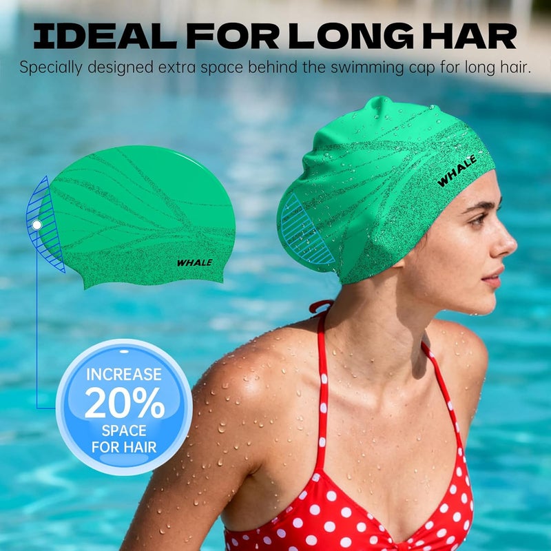 Whale Extra Large Swim Cap Designed for Men and Women with Thick, Long Hair, Hair Extensions Or Afro-Textured Hair Long-Hair Swim Cap Highly Waterproof to Keep Hair Dry - Image 2